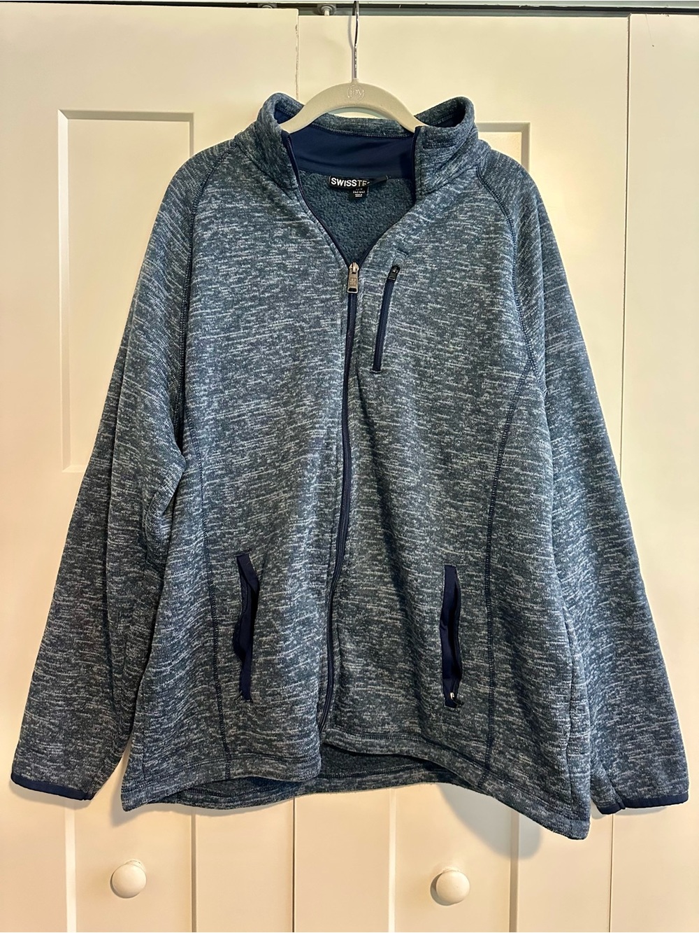 Swiss Tech Men's Heather Navy Blue Full-Zip Knit Jacket